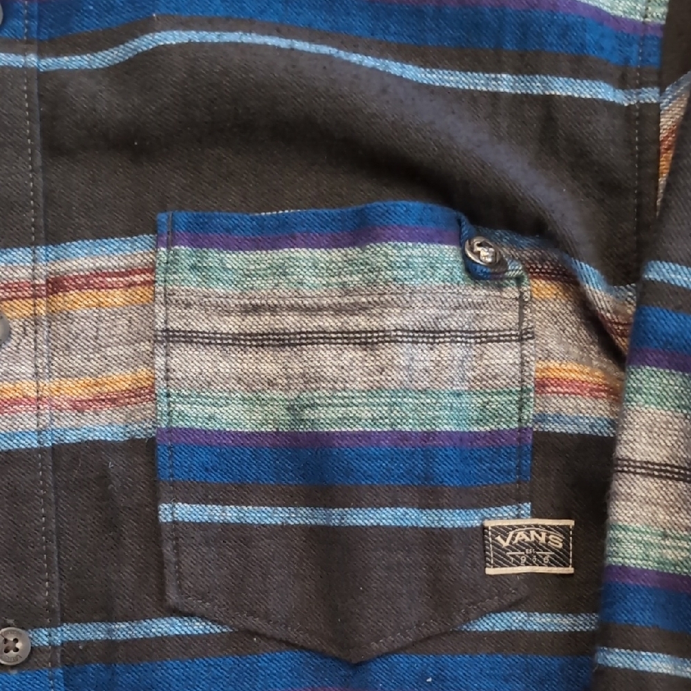 Vans Men's Multicolor Striped Button Down Shirt no stain snag tears. - Picture 2 of 4